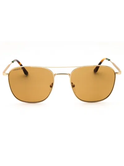 Lacoste Rectangular Metal Unisex Sunglasses In Brown