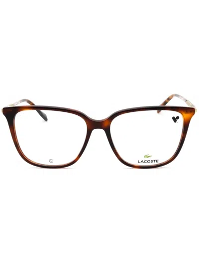 Lacoste Rectangular Women's Eyeglasses For Everyday Elegance In Brown