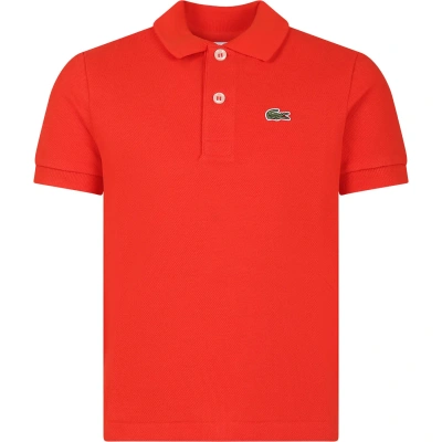 Lacoste Kids' Red Polo Shirt For Boy With Crocodile