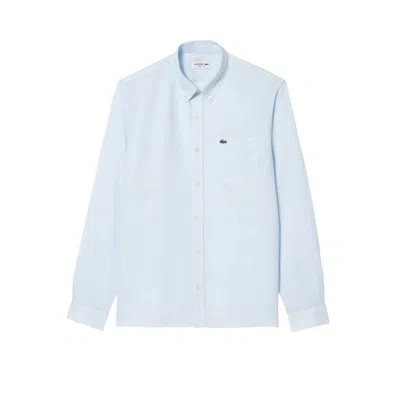 Lacoste Refined Linen Shirt With Mother-of-pearl Buttons In Blue