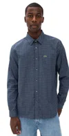Lacoste Regular Fit Flannel Shirt Navy Blue & Flour In Blue