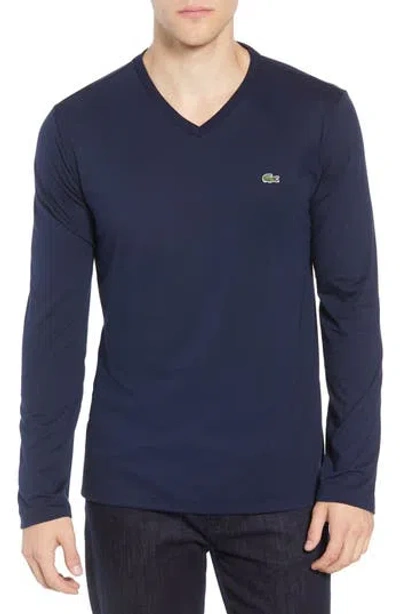 Lacoste Regular Fit Long Sleeve T-shirt In Blue