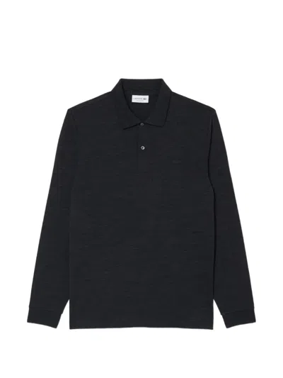 Lacoste Regular Fit Long Sleeved Wool Polo Shirt In Black