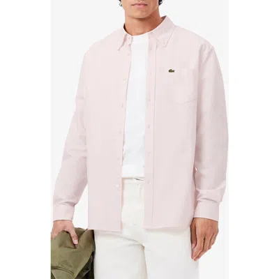 Lacoste Regular Fit Oxford Button-down Shirt In White