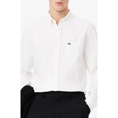 Lacoste Regular Fit Oxford Button-down Shirt In White