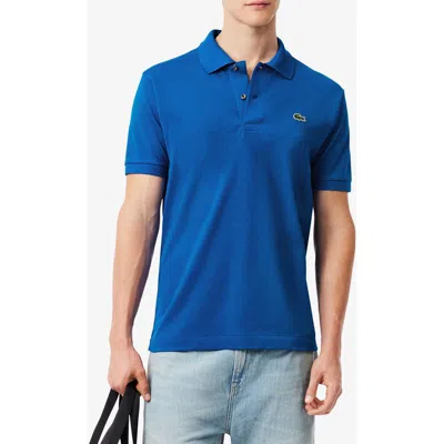 Lacoste Polo Shirt Nylon Silk Blend Short Sleeves In Blue