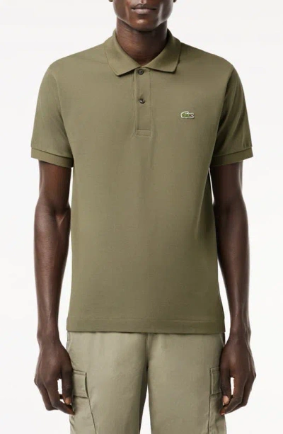 Lacoste Stretch Cotton Paris Regular Fit Polo Shirt In Beige