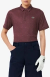 Lacoste Regular Fit Print Stretch Polo Shirt In Burgundy