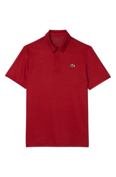 Lacoste Regular Fit Print Stretch Polo Shirt In Iqf Ora/ Marine
