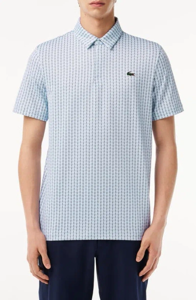 Lacoste Regular Fit Print Stretch Polo Shirt In S14 Phoenix/ Blanc