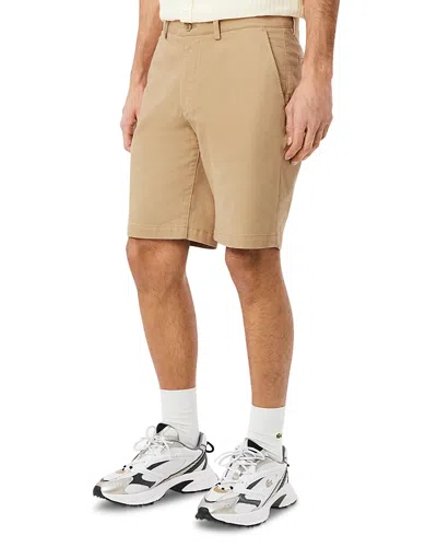 Lacoste Regular Fit Stretch Cotton Blend Chino Bermuda Shorts In Neutral