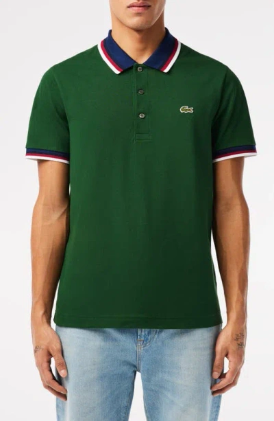 Lacoste Regular Fit Stretch Piqué Polo In 132 Vert