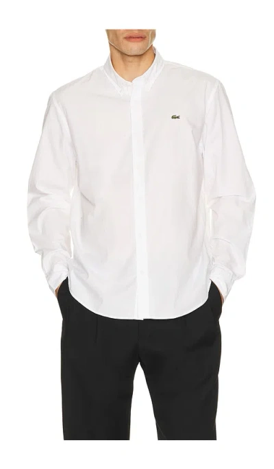 Lacoste Regular Fit Stretch Poplin Shirt In White