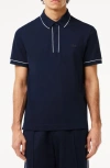 Lacoste Tipped Short Sleeve Polo Shirt In 166 Marine