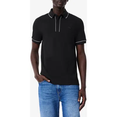 Lacoste Regular Fit Tipped Piqué Polo In Black