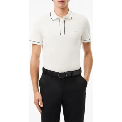 Lacoste Regular Fit Tipped Piqué Polo In White