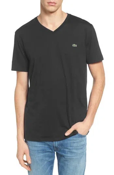 Lacoste Regular Fit V-neck T-shirt In Black