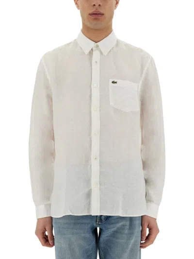 Lacoste Regular-fit Linen Shirt In White