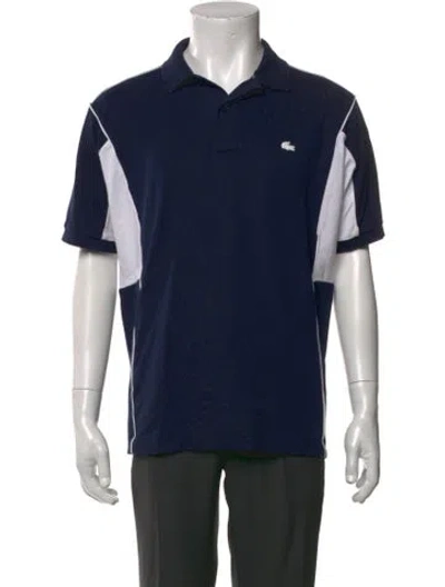 Pre-owned Lacoste Relaxed Fit Colorblock Pattern Polo Shirt In Blue