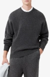 Lacoste Relaxed Fit Double Face Cotton & Wool Blend Sweater In Agathe Chine/viennese