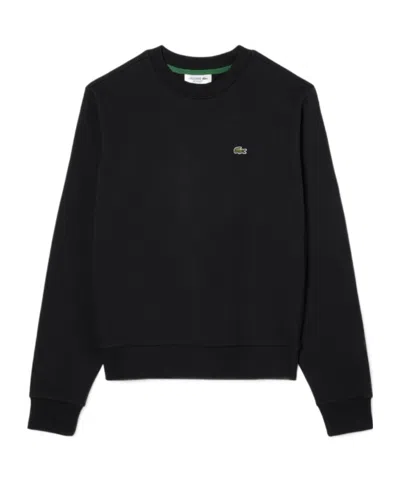 Lacoste Relaxed Fit Fleece Crew Neck Sweatshirt In Black