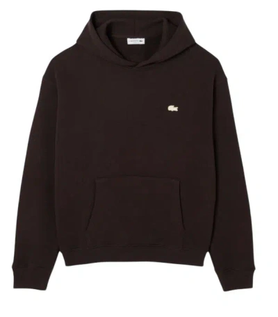 Lacoste Relaxed Fit Hoodie In Brown