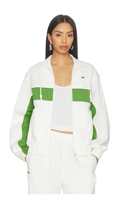 Lacoste Relaxed Fit Twill Jacket In White