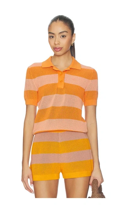 Lacoste Resille Raye Top In Blossom & Miami