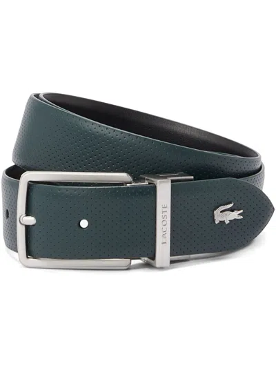 Lacoste Reversible Leather Belt In Blue