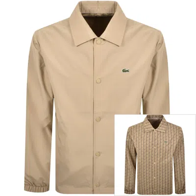 Lacoste Reversible Logo Jacket Beige In Brown