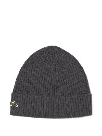 Lacoste Rib-knit Beanie Hat In Gold