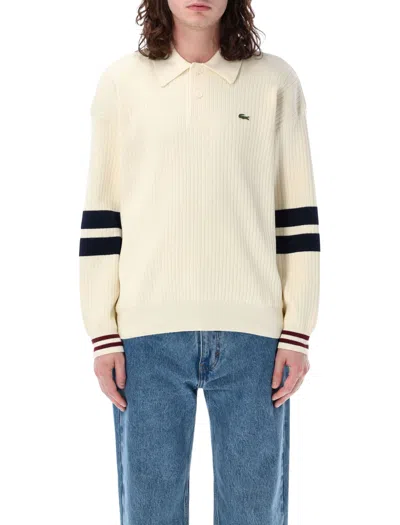 Lacoste Rib Knit Sweater In White