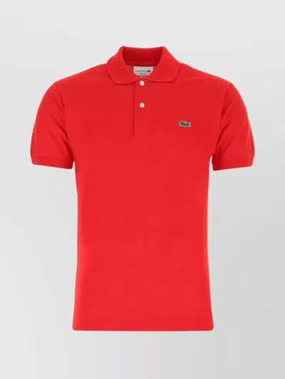 Lacoste Ribbed Collar Polo Shirt In Red