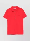 Lacoste Ribbed Collar Polo Top In Red