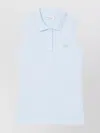 Lacoste Ribbed Collar Sleeveless Polo Shirt In Blue