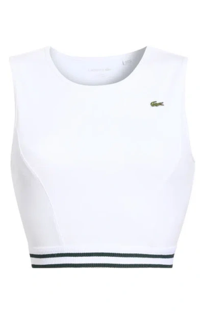 Lacoste Ribbed Cotton Blend Tank In White