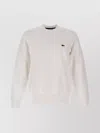 Lacoste Ribbed Crew Neck Cotton Sweatshirt In White
