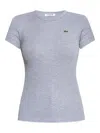 Lacoste Ribbed Crew-neck T-shirt In Gray