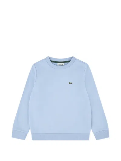 Lacoste Kids' Ribbed Crewneck Embroidered Sweatshirt In Blue