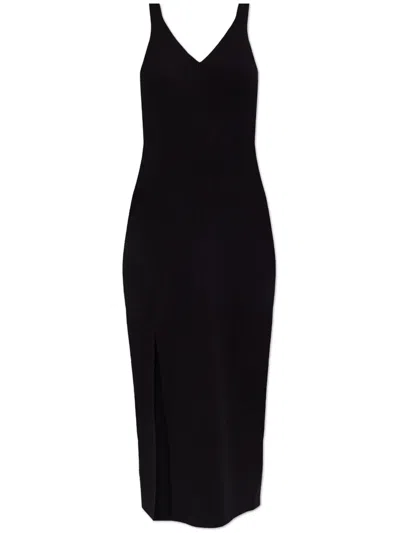 Lacoste Ribbed Dress In Black