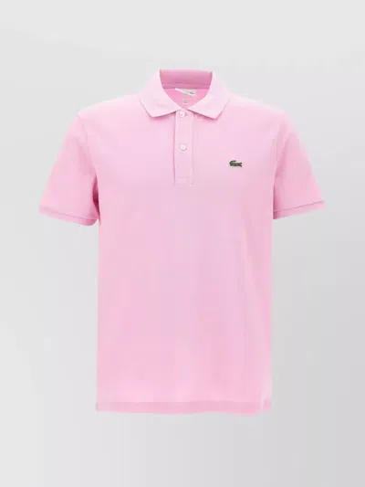Lacoste Ribbed Hems Men's Cotton Piquet Polo Shirt In Pink