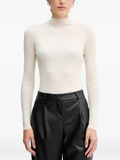 Lacoste Ribbed-knit Sweater In White