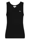 Lacoste Ribbed-knit Tank Top In Black