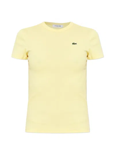 Lacoste Ribbed Logo T-shirt In Yellow