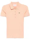 Lacoste Ribbed Polo Top In Neutrals