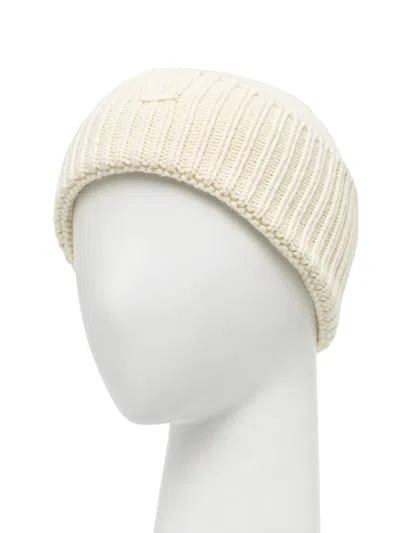 Lacoste Ribbed-knit Beanie Hat In White