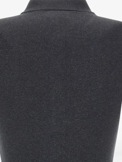 Lacoste Ribbed-knit Polo Shirt In Gray