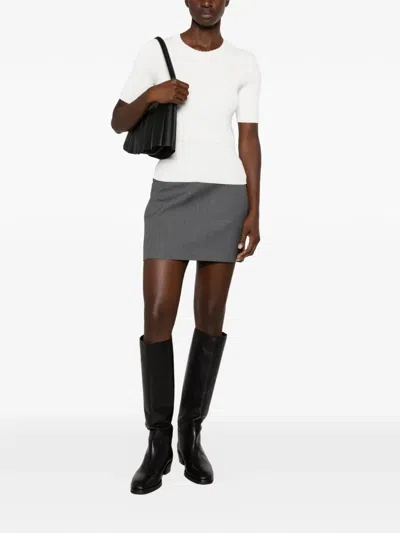 Lacoste Ribbed-knit Short-sleeve Sweater In White