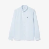 Lacoste Rill Blue Linen Long Sleeve Shirt In Light Blue