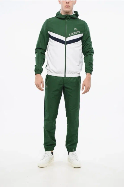 Lacoste Rip Stop Checked Sweatshirt And Joggers Set In Green